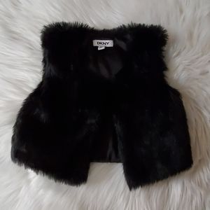 DKNY girls size 4T black furry vest.